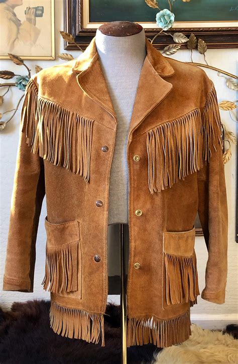 mens vintage fringe jacket|More.